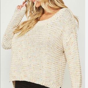Peach love confetti knit sweater